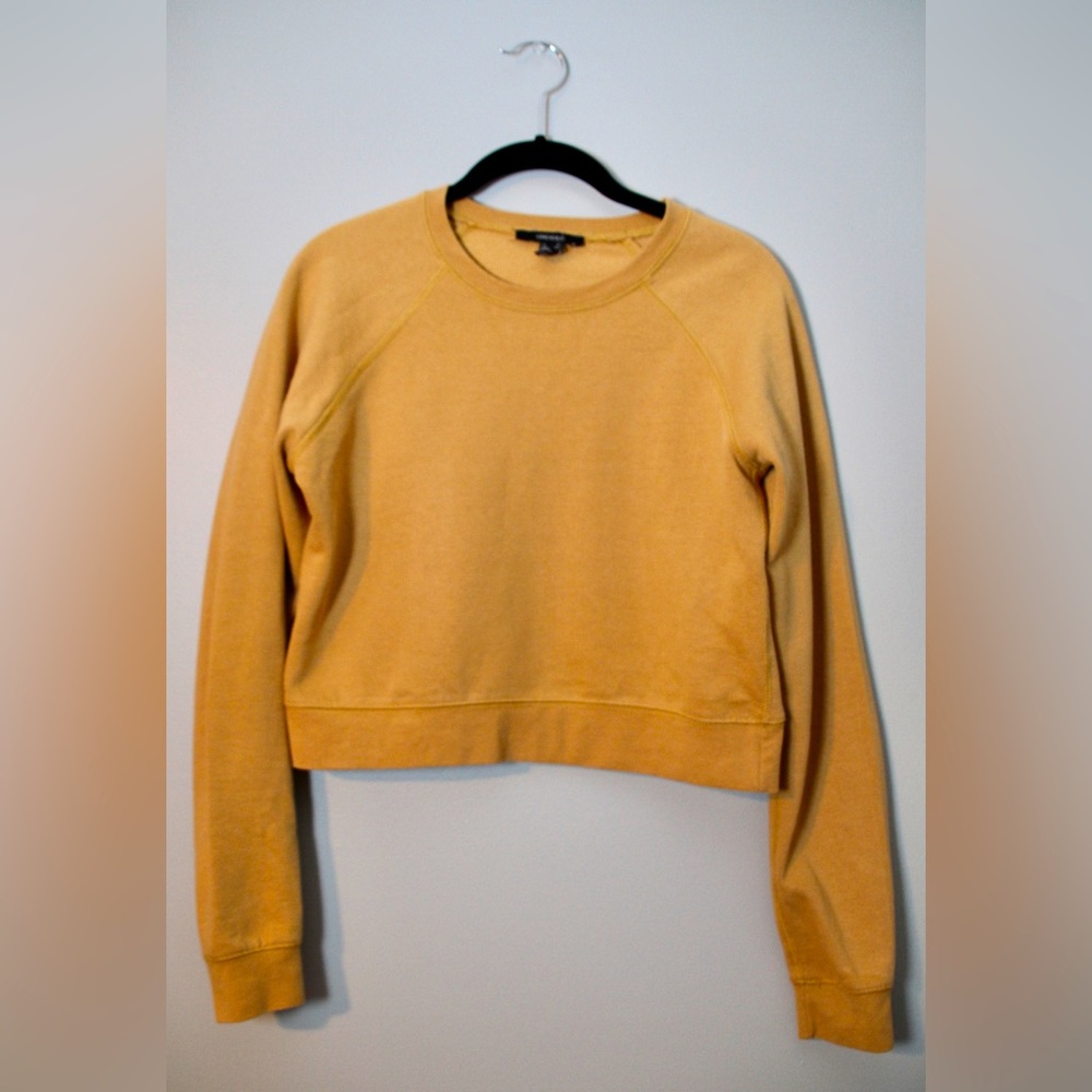 Forever 21 Tan Long-Sleeve Crop Top Small